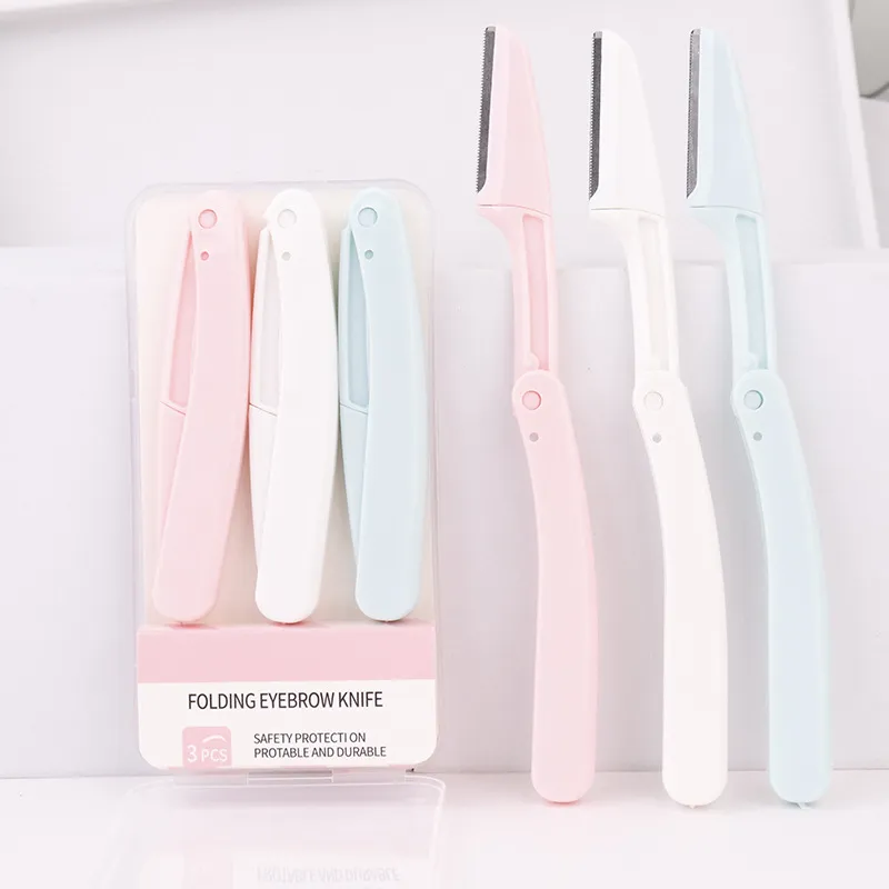 Folding Stainless Steel Eyebrow Razor with Micro-Guard – Anti-Scratch Safety Shaver for Beginners, Professional Salon Grooming Tool
